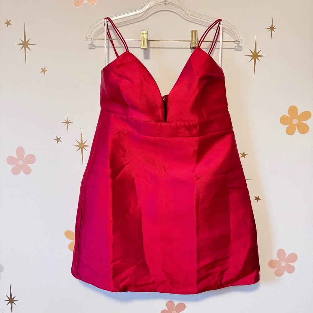 NWT Lulu's Red Satin Dress